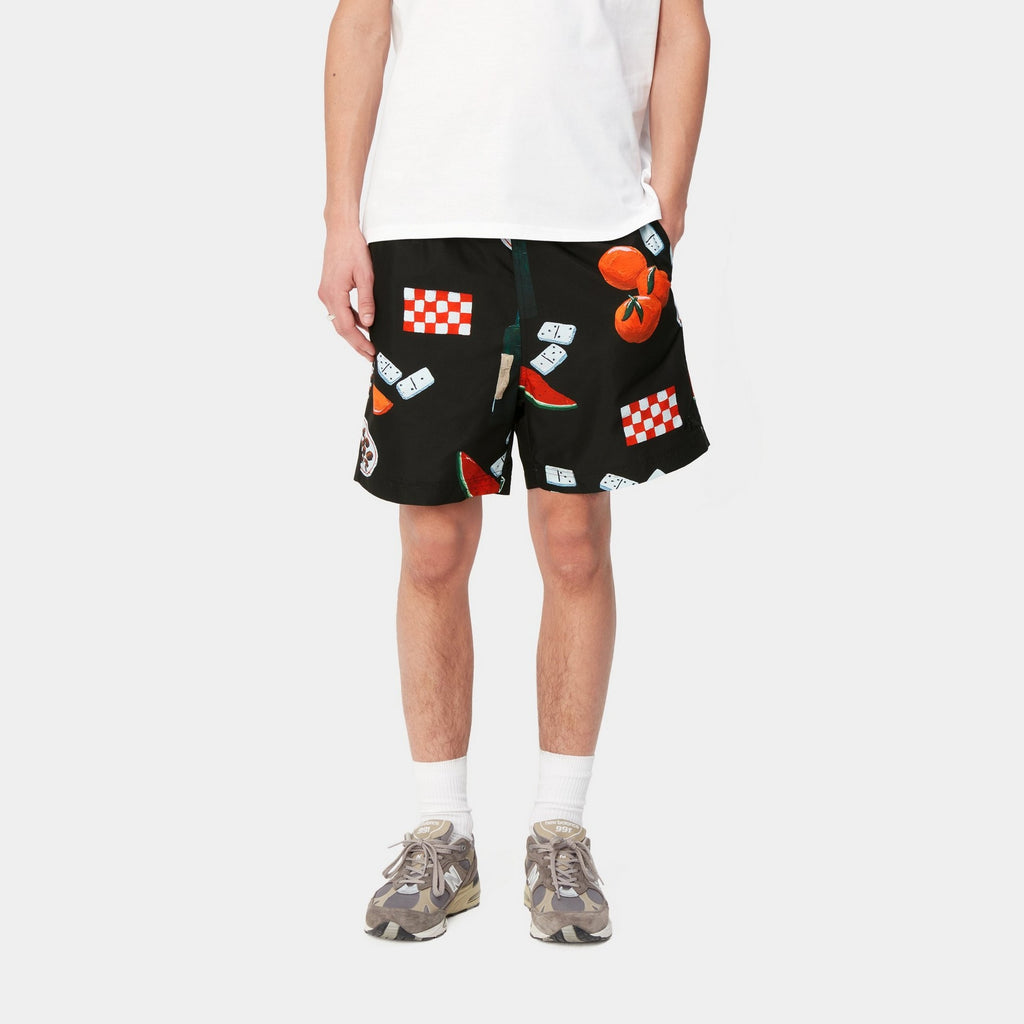 Slater Swim Trunks | Black Isis Maria Dinner Print