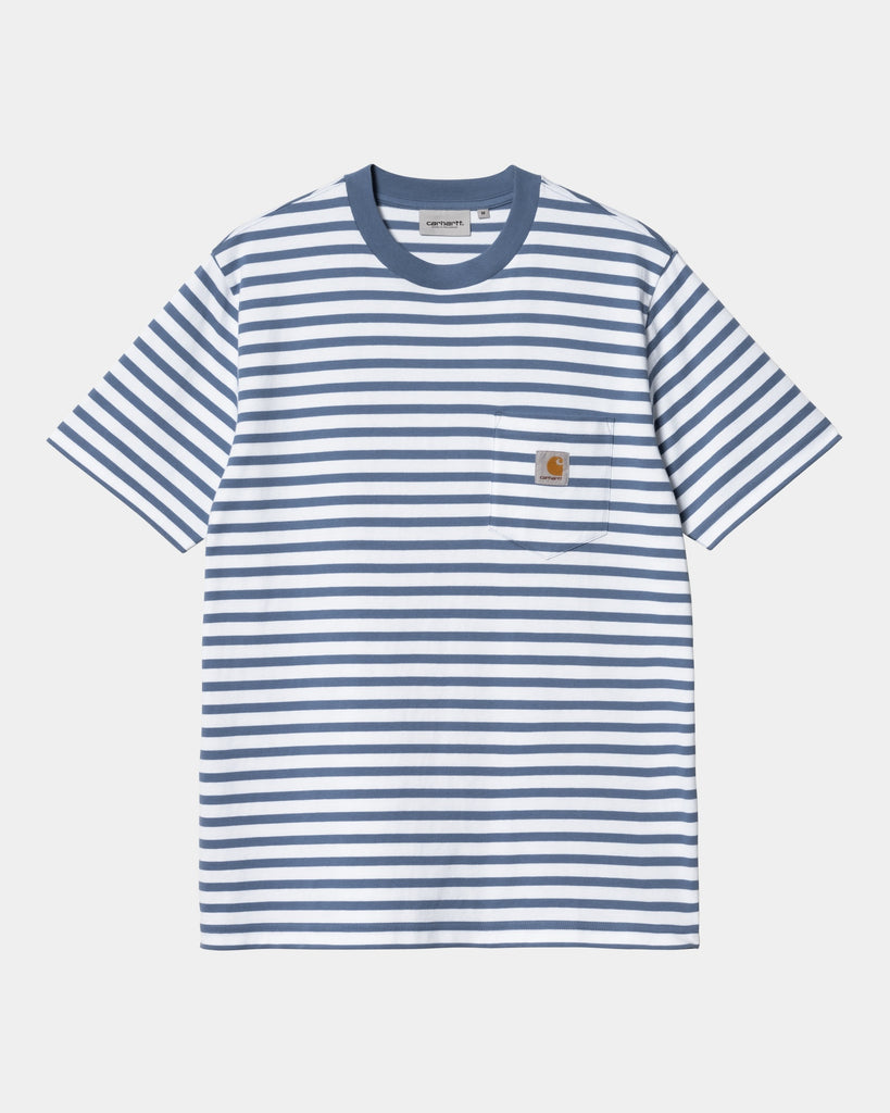 Carhartt WIP Seidler Stripe Pocket T-Shirt | Sorrent / White – Page 