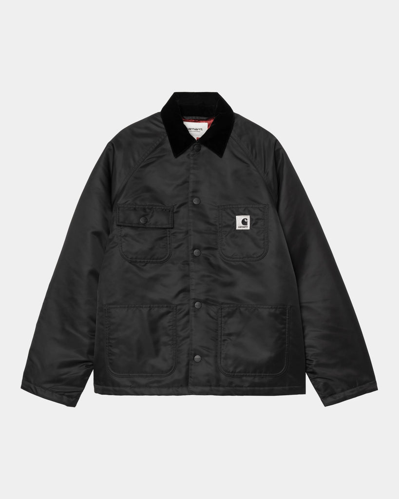 【関税&送料込】Carhartt Wip Alumni Chore Coat Jacket In Bla Carhartt WIP Women's Alumni Chore Coat | Black / Scarlet