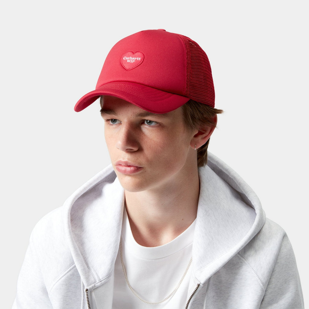 [CARHARTTWIP] HEART PATCH TRUCKER CAP ★人気★ Carhartt WIP Heart Patch Trucker Cap | Scarlet – Page Heart