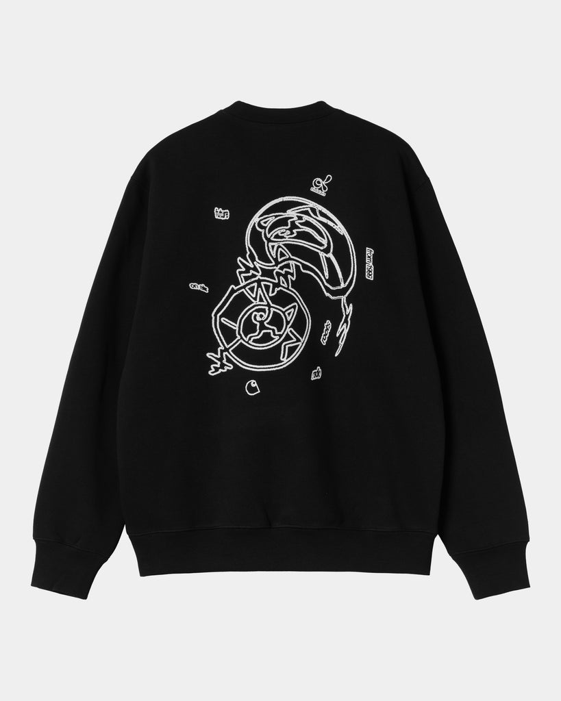 Reworked Black Grumpy Snail fashion Heart Sweatshirt