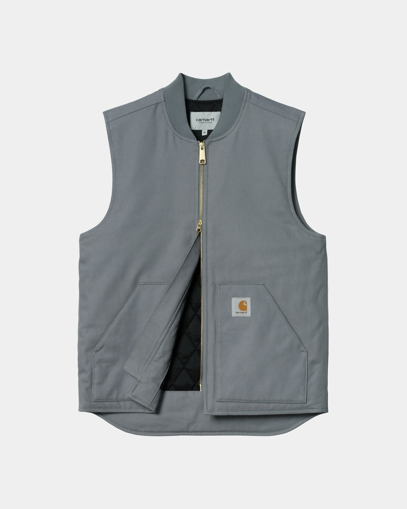 Grey Carhartt overalls and periwinkle top vest