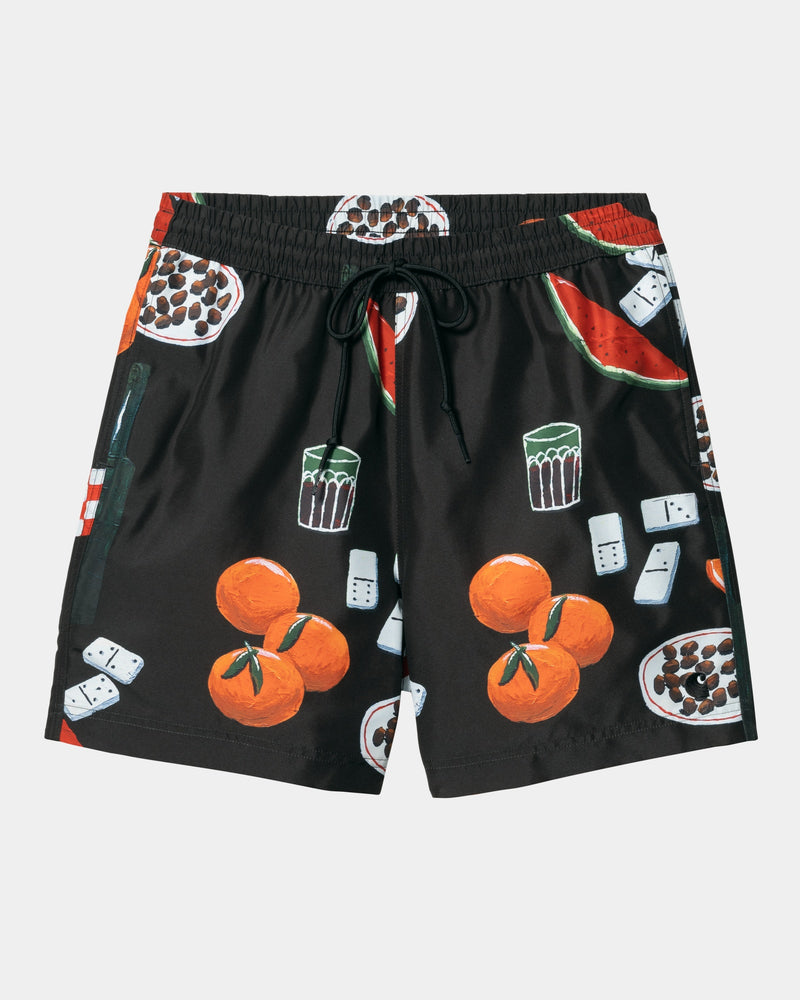 Slater Swim Trunks | Black Isis Maria Dinner Print