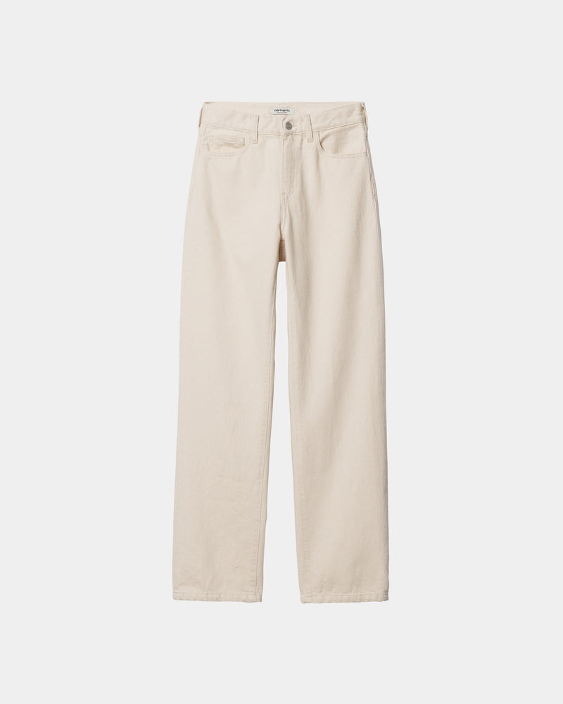 Cropped slim baggy trousers, beige, twill and denim mix
