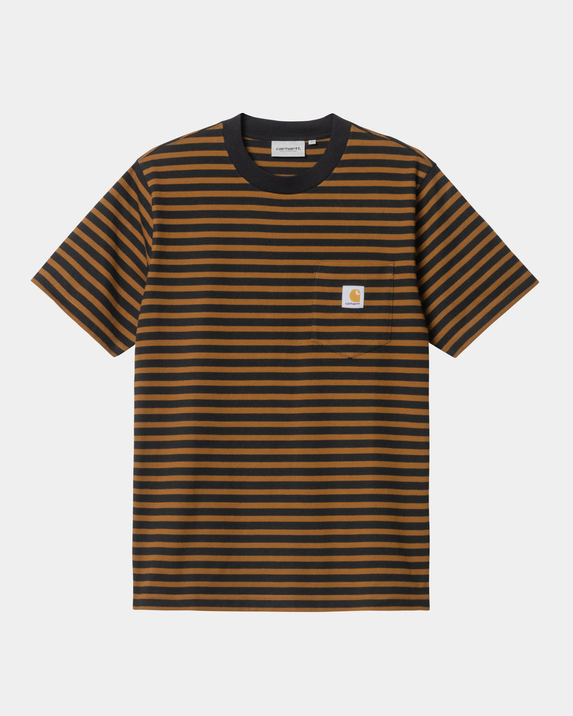 Carhartt WIP Seidler Stripe Pocket T-Shirt | Deep Hamilton Brown ...