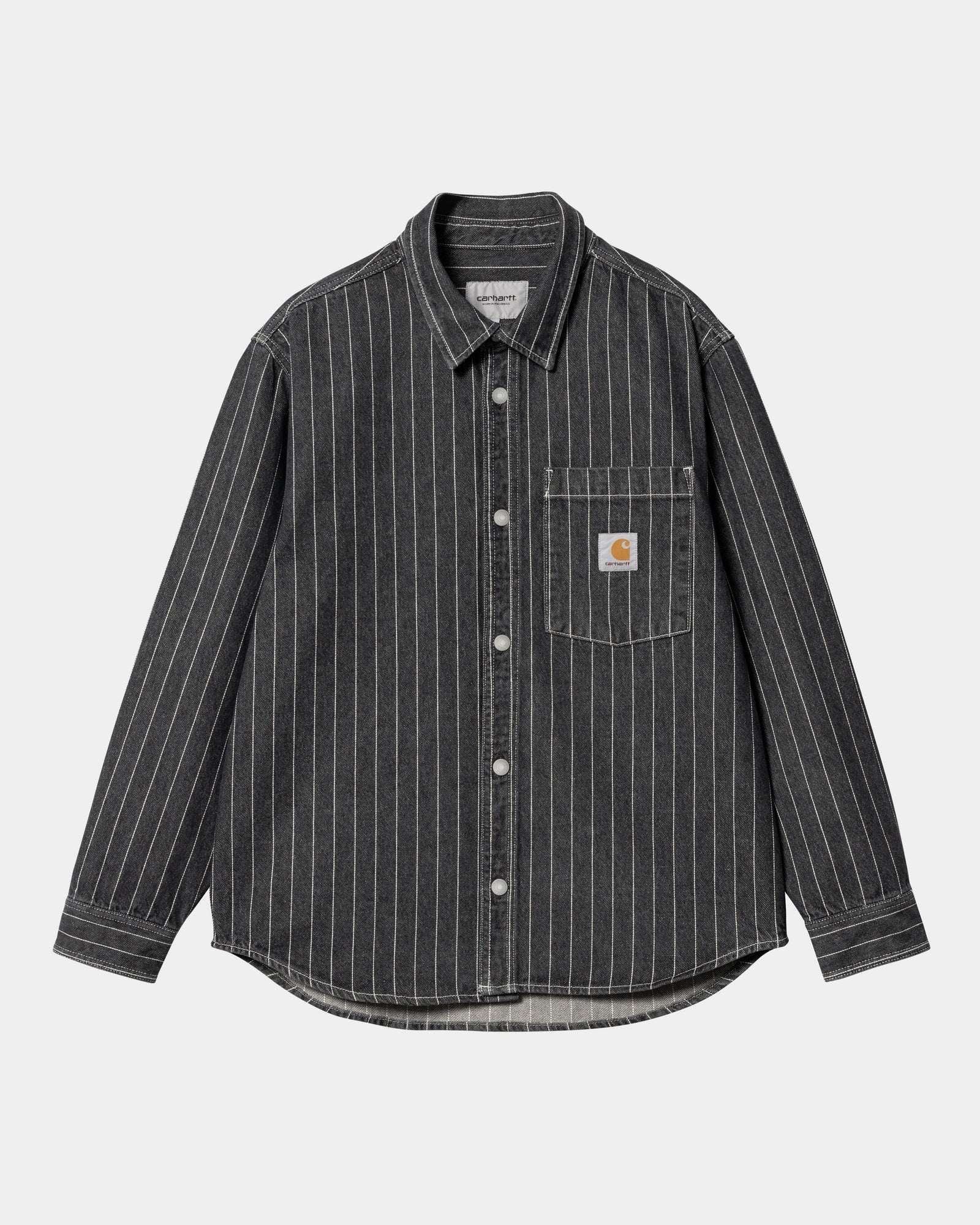 칼하트WIP Carhartt Orlean Stripe Shirt Jacket,Black / White stone washed