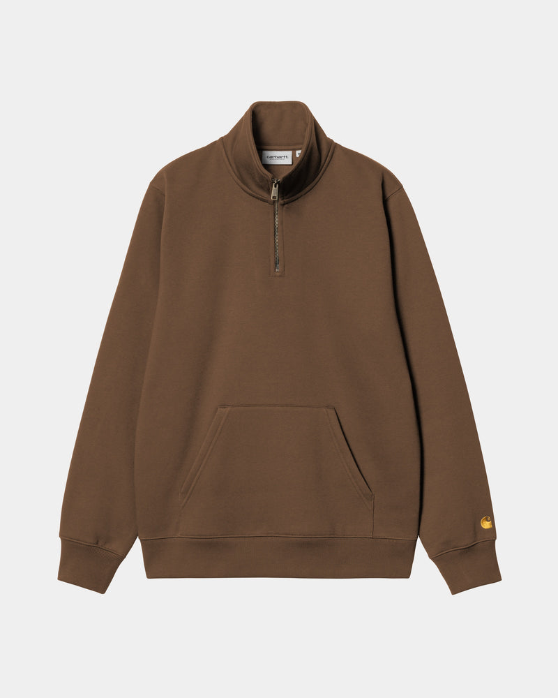 Carhartt WIP Chase Neck Zip Sweat Chocolate Gold S Men