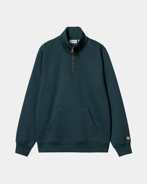 Carhartt WIP Chase Neck Zip Sweatshirt Duck Blue Page Chase Neck Zip Sweatshirt