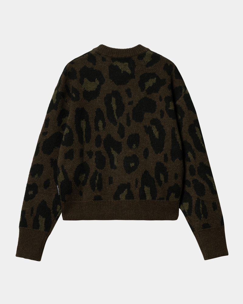 Carhartt WIP Women s Merton Sweater Tamarind Camo Leopard Jacquard Page Women s Merton Sweater