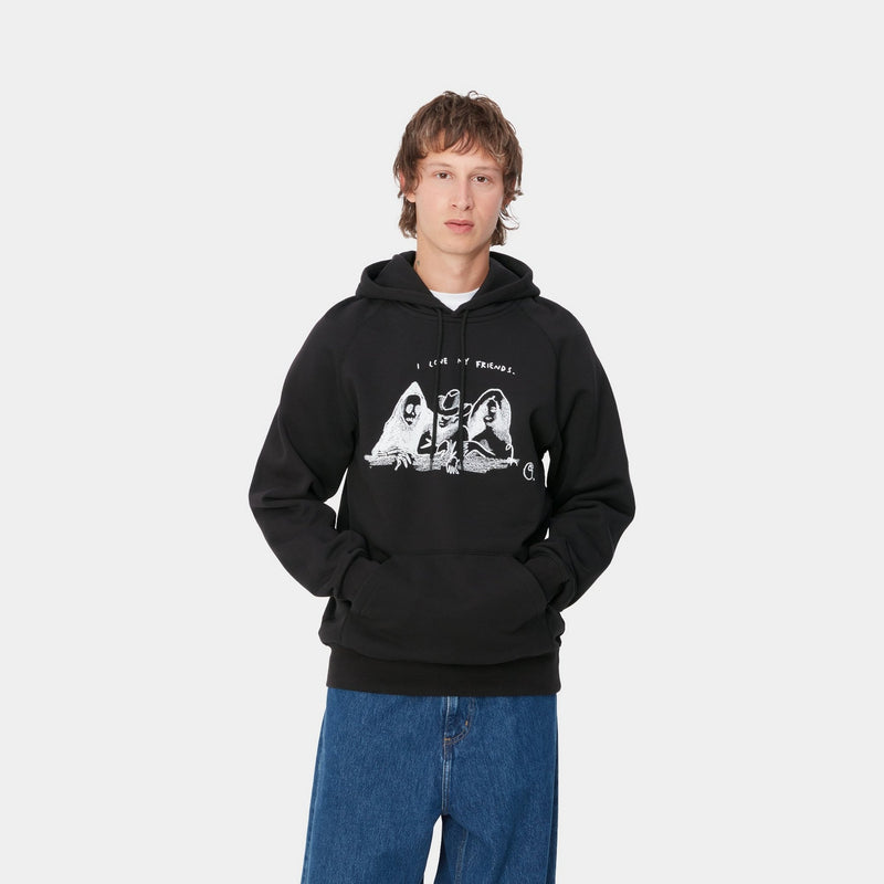 Carhartt WIP Hooded Pepe Friends Sweatshirt Black White Page Hooded Pepe Friends Sweatshirt