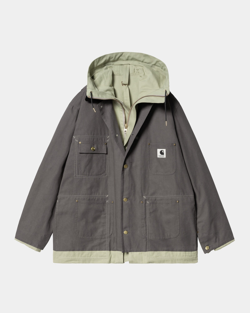sacai x Carhartt WIP Reversible Duck Coat | Grey / Light Green