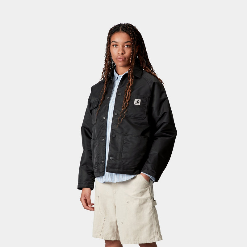 【関税&送料込】Carhartt Wip Alumni Chore Coat Jacket In Bla Carhartt WIP Women's Alumni Chore Coat | Black / Scarlet