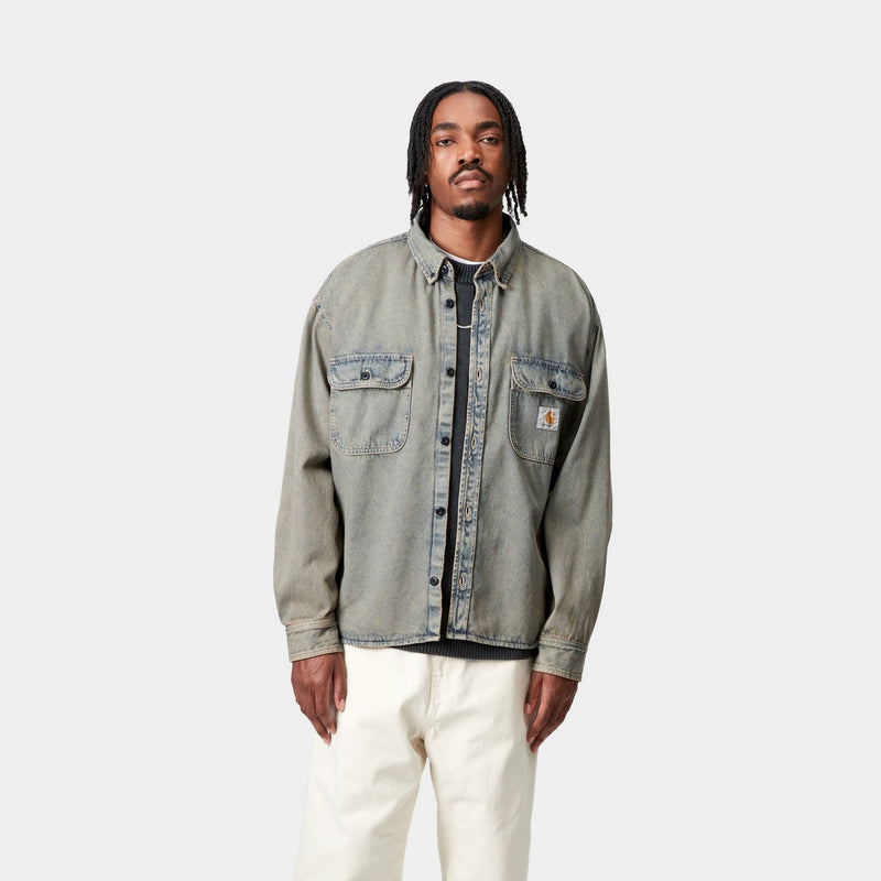 Carhartt WIP Tigan Shirt Jacket in Blue / Leather