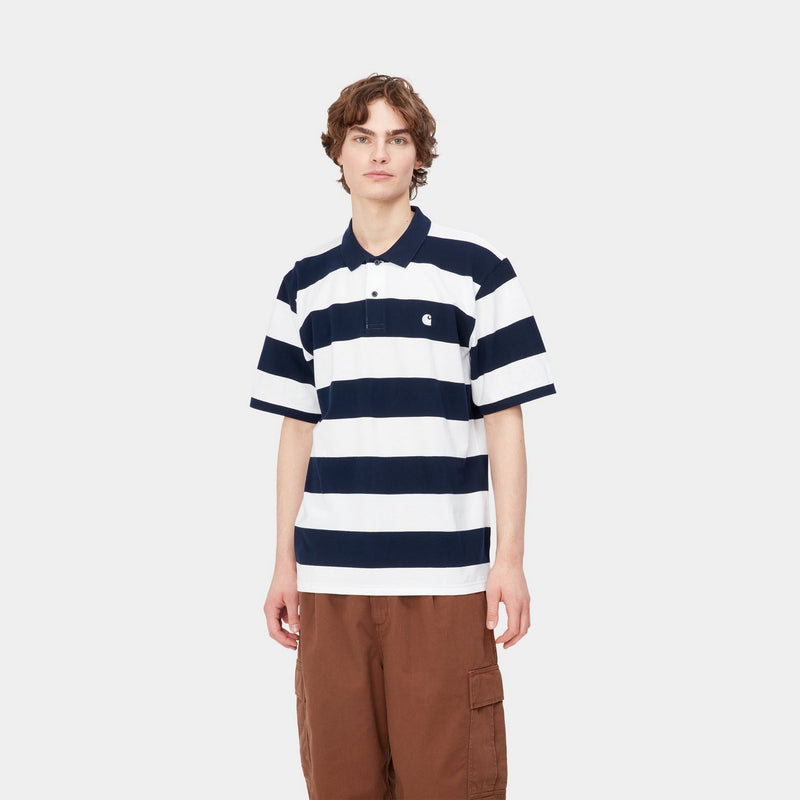 Carhartt WIP Dampier Stripe Pique Polo Shirt | Atom Blue – Page Dampier Stripe Shirt – Carhartt WIP USA